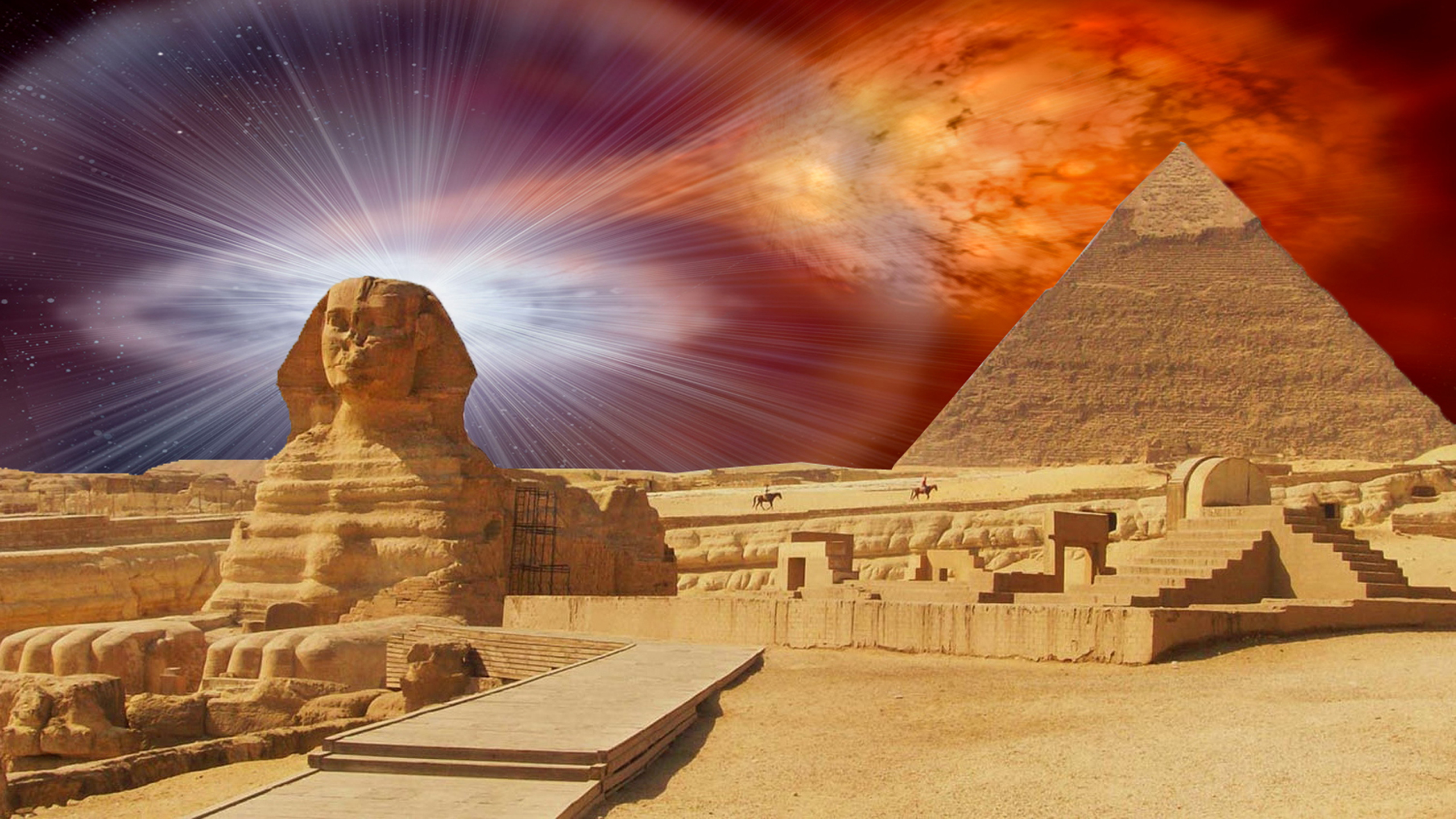 Egypt Pyramid The Great Sphinx of Giza with the Pyramid of Khafra in the background Desktop Wallapepr for Mobile phones Tablet and PC 2560x1440 - Եգիպտական բուրգերի առեղծվածը