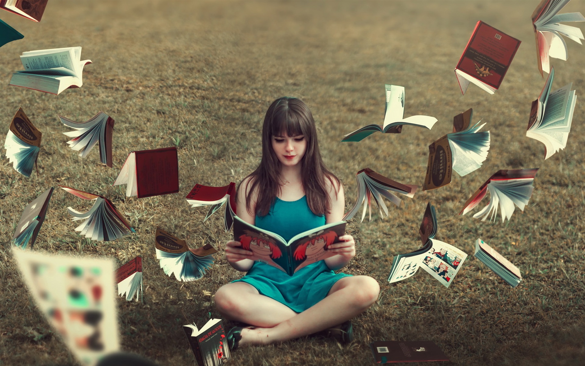Blue skirt girl read book books flying 1920x1200 - Ի՞նչ կարդալ օգոստոսին. Խորհուրդ է տալիս VNews-ը