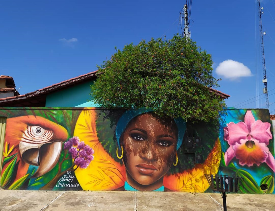 real trees as hair street art fabio gomes trindade 1 - Սթրիթ արտի զարմանահրաշ շարք՝ բրազիլացի նկարչից