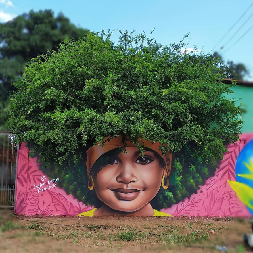real trees as hair street art fabio gomes trindade 2 - Սթրիթ արտի զարմանահրաշ շարք՝ բրազիլացի նկարչից