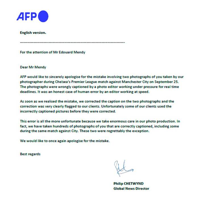 1 1 - AFP Sports-ը ներողություն է խնդրել Էդուար Մենդիից