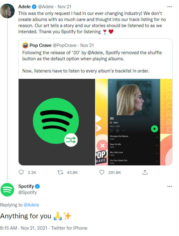 Capture 2 - «Ամեն ինչ քեզ համար». Spotify-ը կատարել է Ադելի խնդրանքը